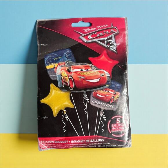 Disney Pixar Cars 3 Balloon Bouquet – Lightning McQueen Party Decor (5 Balloons) - Picture 1 of 10